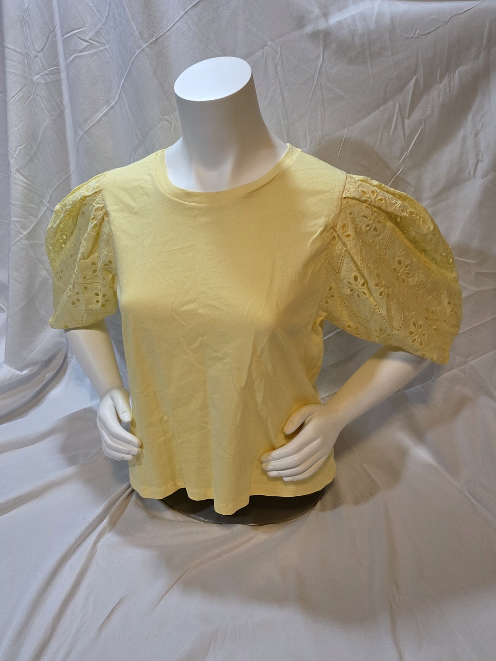 NWOT Zara Contrast Top T-Shirt Light - Yellow Size L - Picture 3 of 8